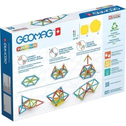 GEOMAG - SUPERCOLOR - 60 Pezzi - 100% Plastica Riciclata - Costruzioni Magnetiche per Bambini dai 3 Anni   STEM