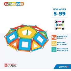 GEOMAG - SUPERCOLOR PANELS 78 Pezzi - Costruzioni Magnetiche per Bambini dai 5 Anni - 100% Plastica Riciclata