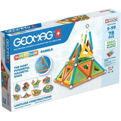 GEOMAG - SUPERCOLOR PANELS 78 Pezzi - Costruzioni Magnetiche per Bambini dai 5 Anni - 100% Plastica Riciclata